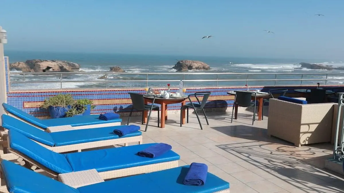 Essaouira Hotels rooftop terrace with ocean view
