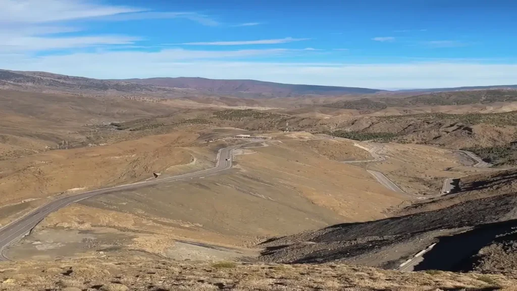 Winding mountain road in southern Morocco on the long route from Marrakech to the Chegaga Desert