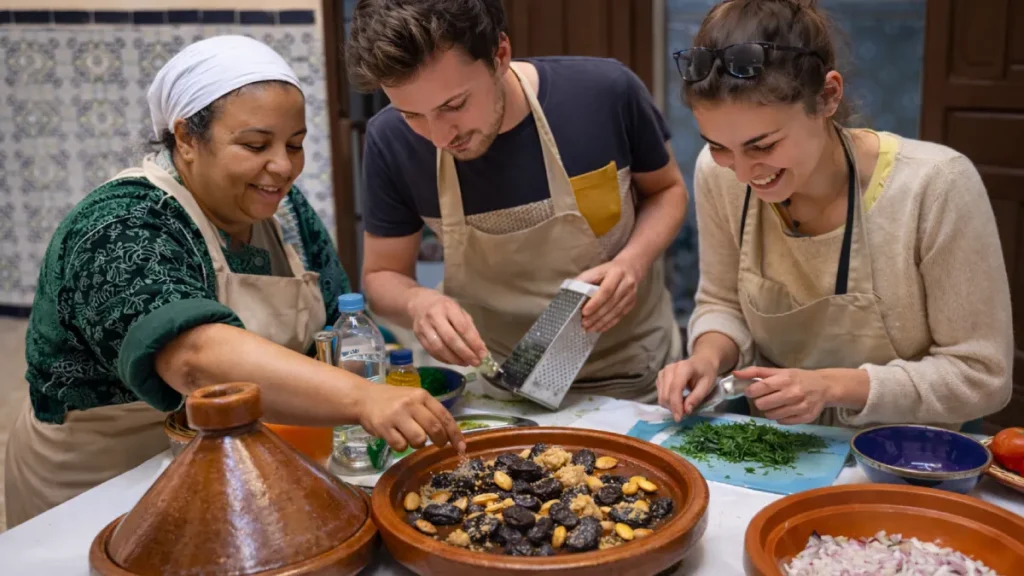Moroccan cooking class in Marrakech riad kitchen