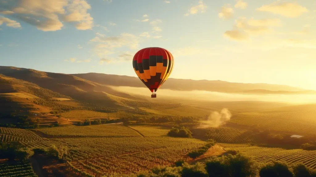 hot air balloon Marrakech sunrise Atlas Mountains landscape