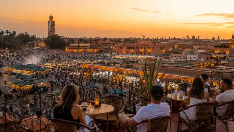 Morocco in summer with warm sunset