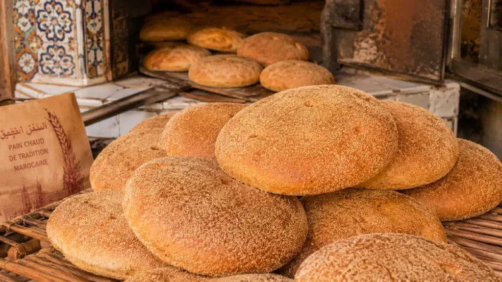 Fresh Moroccan bread from a bakery