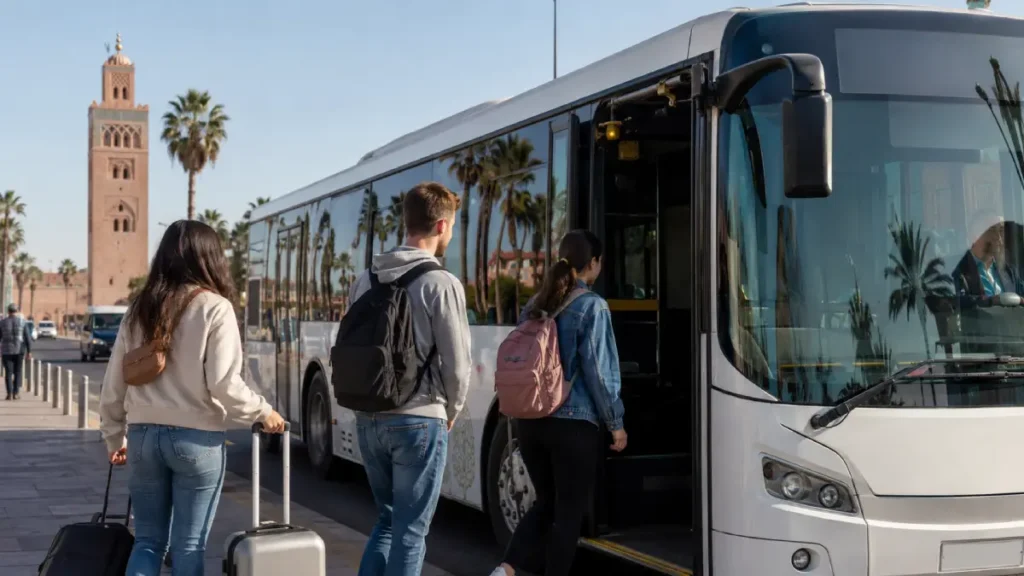 Marrakech airport transfer bus for budget travel from the airport to the city
