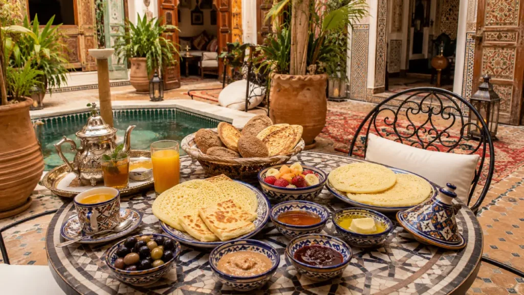 Moroccan riad breakfast table