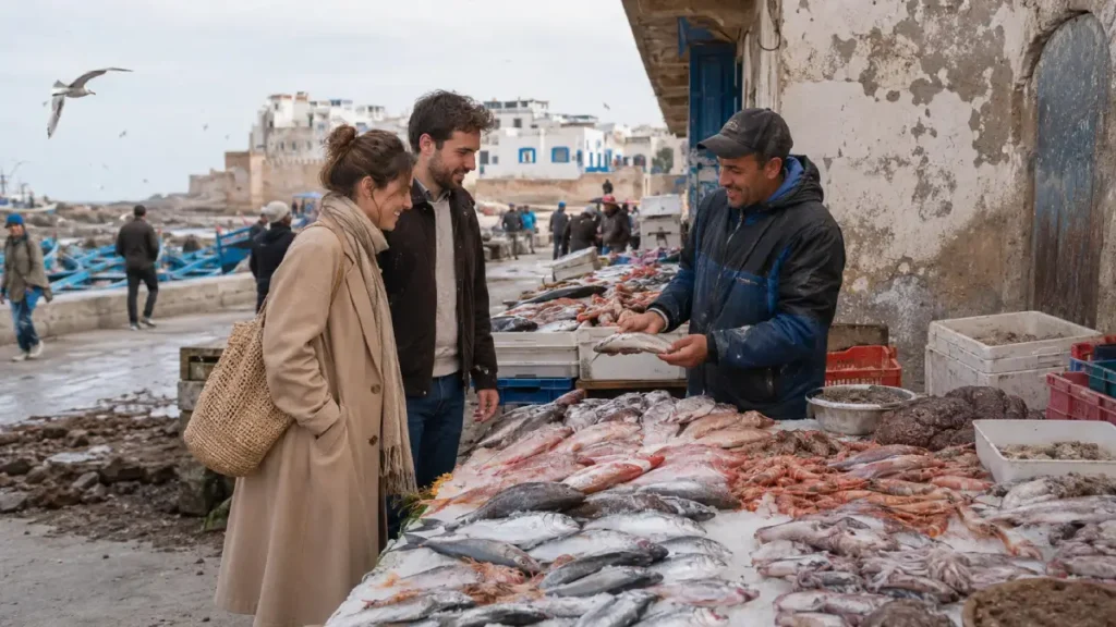 Essaouira seafood port grills with fresh fish and local guide tips for eating like a local