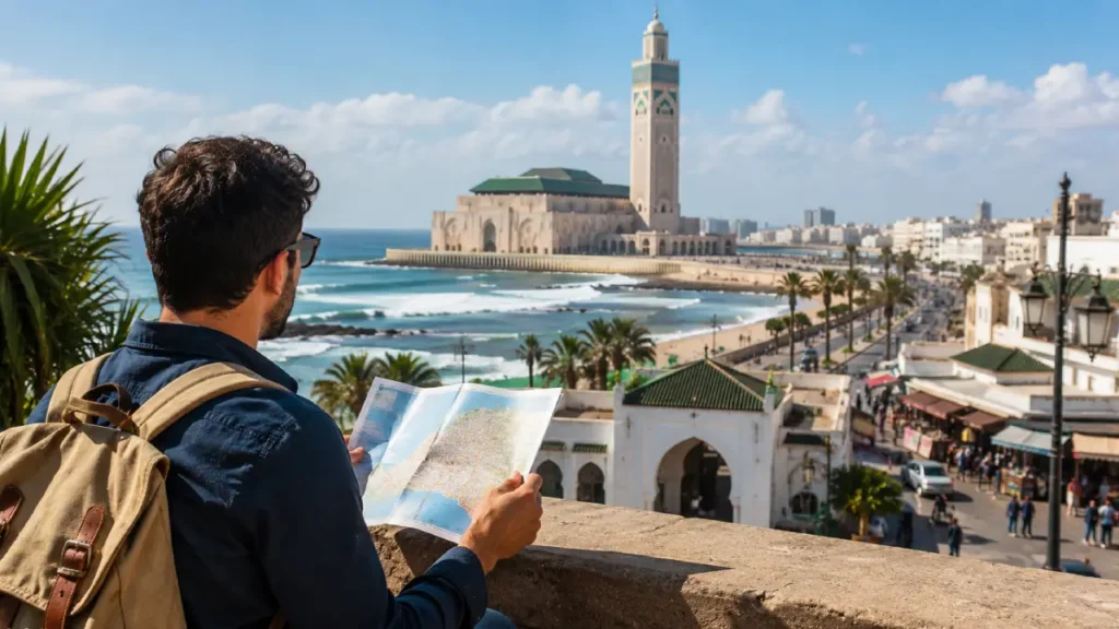 Casablanca one day itinerary from Marrakech with mosque Habous Quarter Corniche and city center