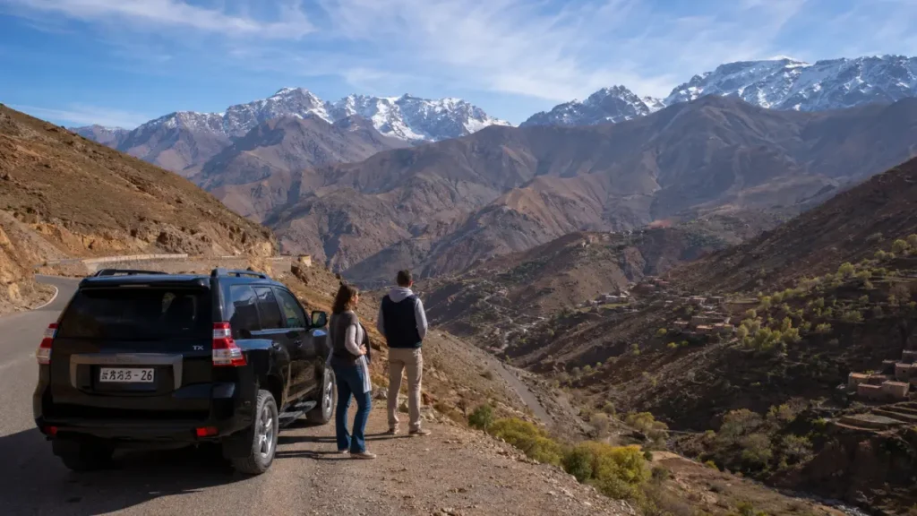 Road from Marrakech to Ouarzazate through the High Atlas Mountains