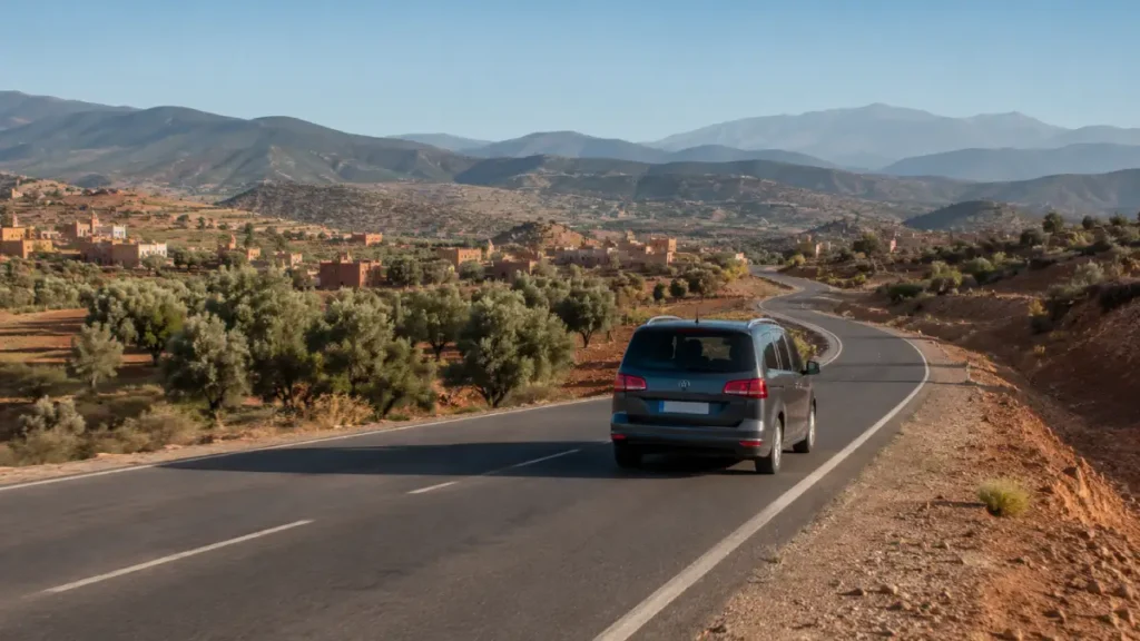 Road trip from Marrakech to Ouzoud Waterfalls through Moroccan countryside and Azilal region