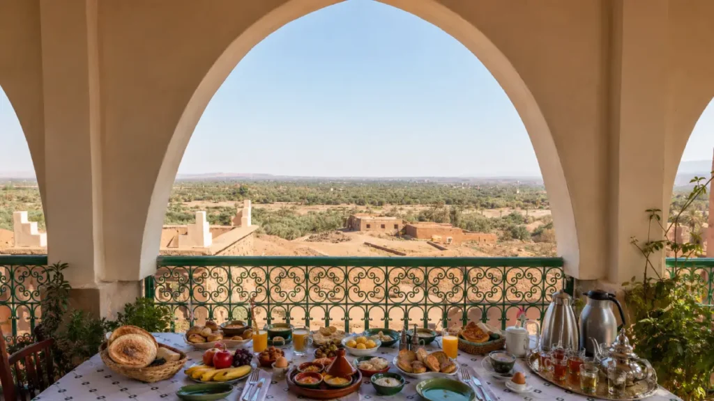Where to stay near Ouarzazate at Taloute Ecolodge with terrace breakfast and Skoura oasis views