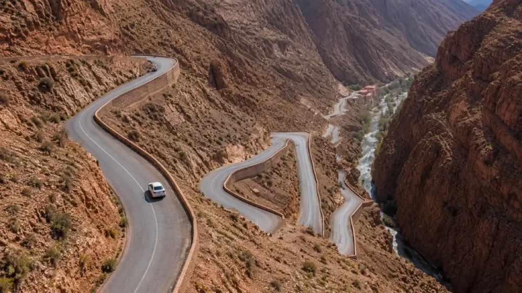Driving through dades valley to merzouga