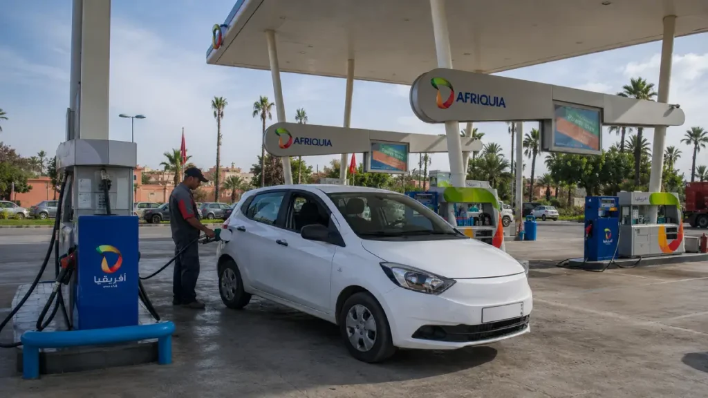 Full-service petrol station for a Morocco road trip