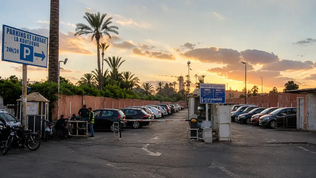 Parking outside the Marrakech medina for travellers with a rental car