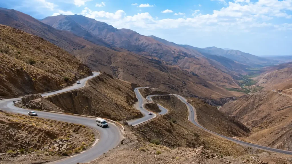 Winding Tizi n’Tichka road between Marrakech and Ouarzazate