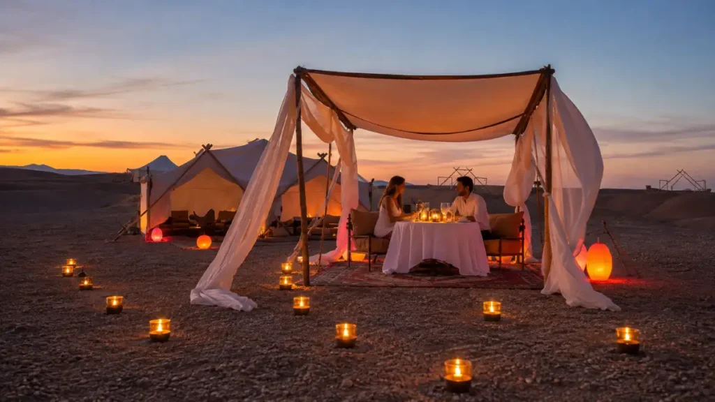 Birthday sunset dinner in the rocky Agafay Desert near Marrakech