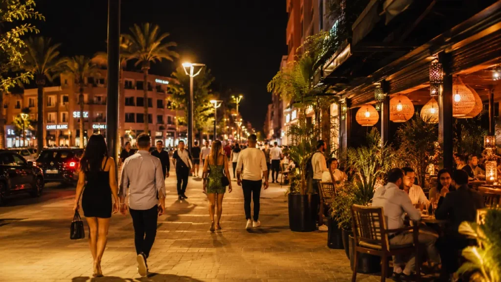 Best areas for Marrakech nightlife with restaurants, lounges and evening atmosphere