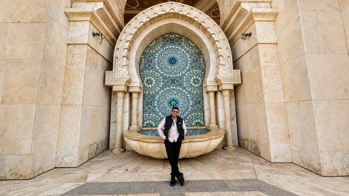 Kamal at Hassan II Mosque in Casablanca