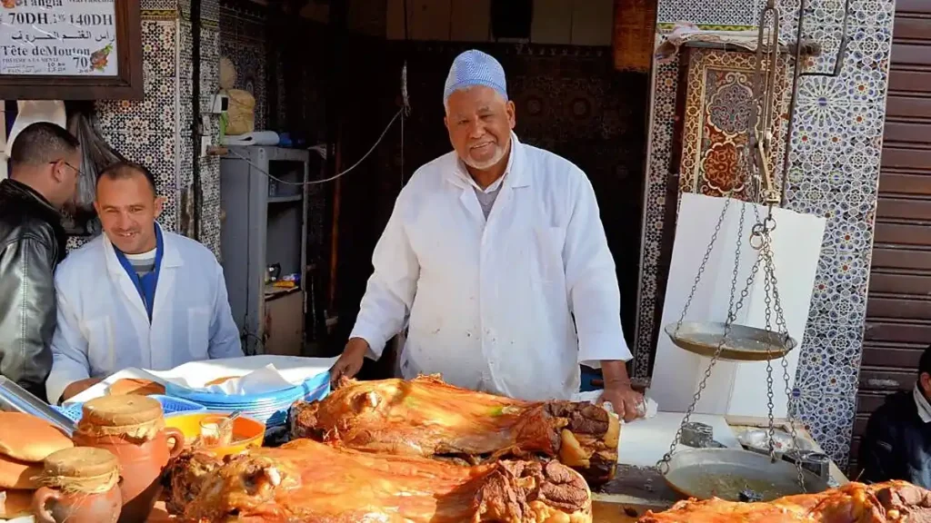 Traditional mechoui lamb served in Marrakech
