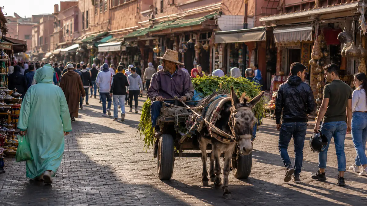 Morocco Culture & Etiquette in a busy Marrakech medina