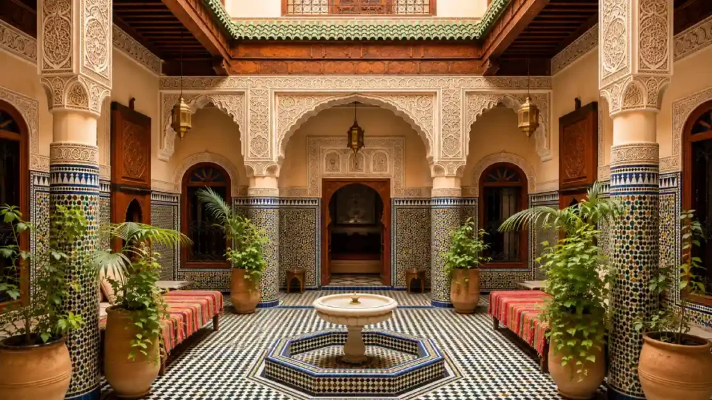 Traditional riad accommodation inside a Moroccan medina