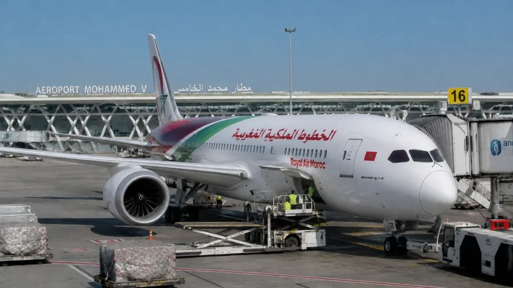Royal Air Maroc flight from the USA arriving at Casablanca Mohammed V Airport