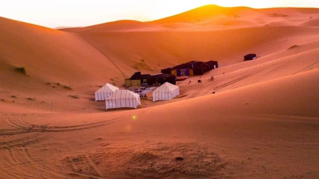 Sahara Desert camp on a Morocco itinerary near Merzouga