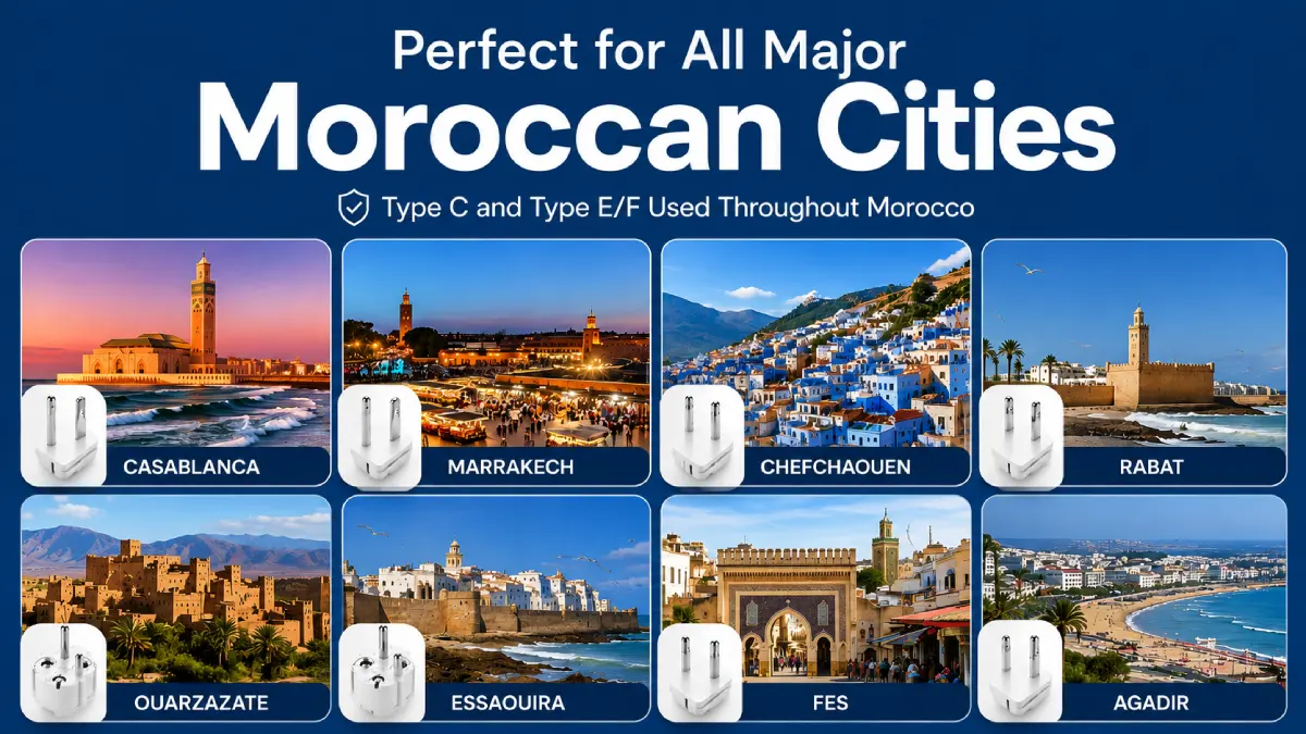 Best travel adapter for Morocco across major Moroccan cities
