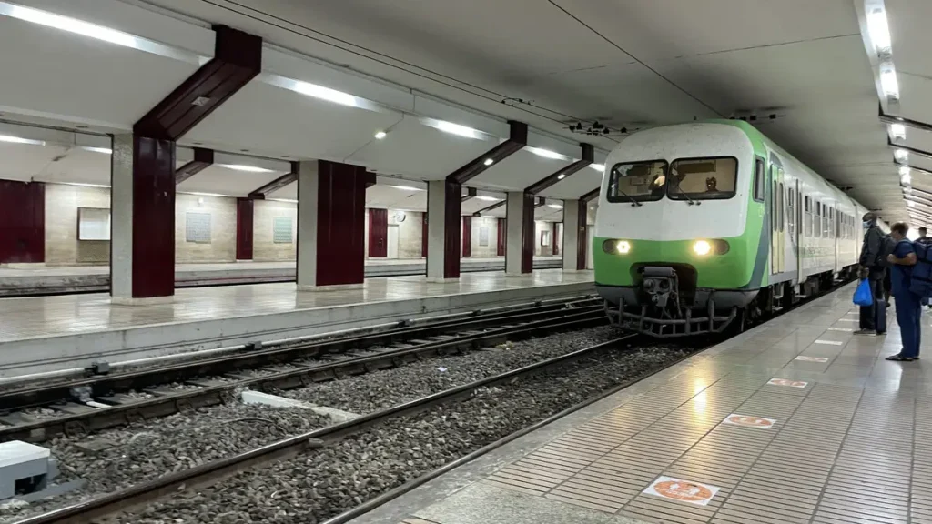 ONCF train arriving at Casablanca Mohammed V Airport station