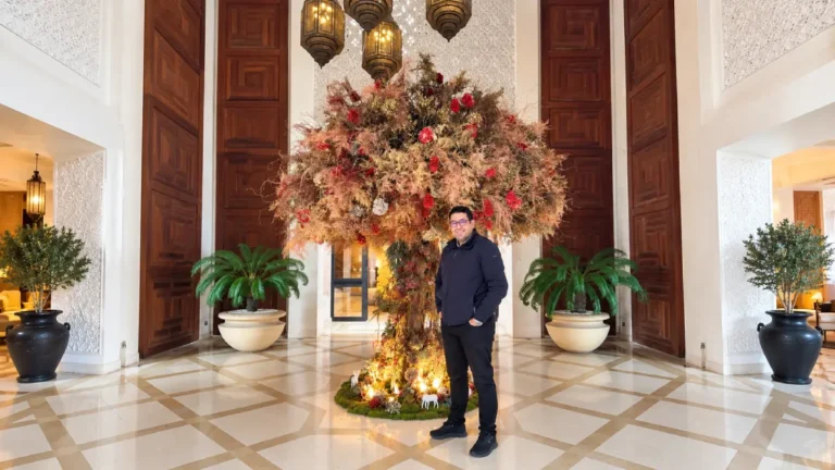 Christmas in Marrakech at a festive hotel lobby