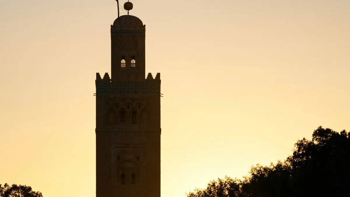 Koutoubia Mosque at sunset during winter in Marrakech