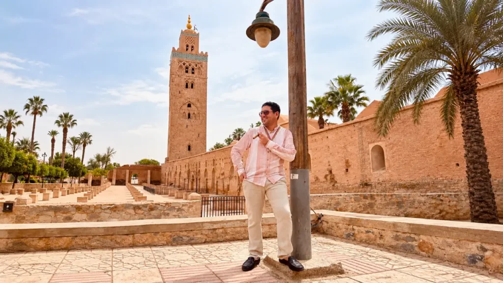Koutoubia Mosque and palm trees in Marrakech during winter