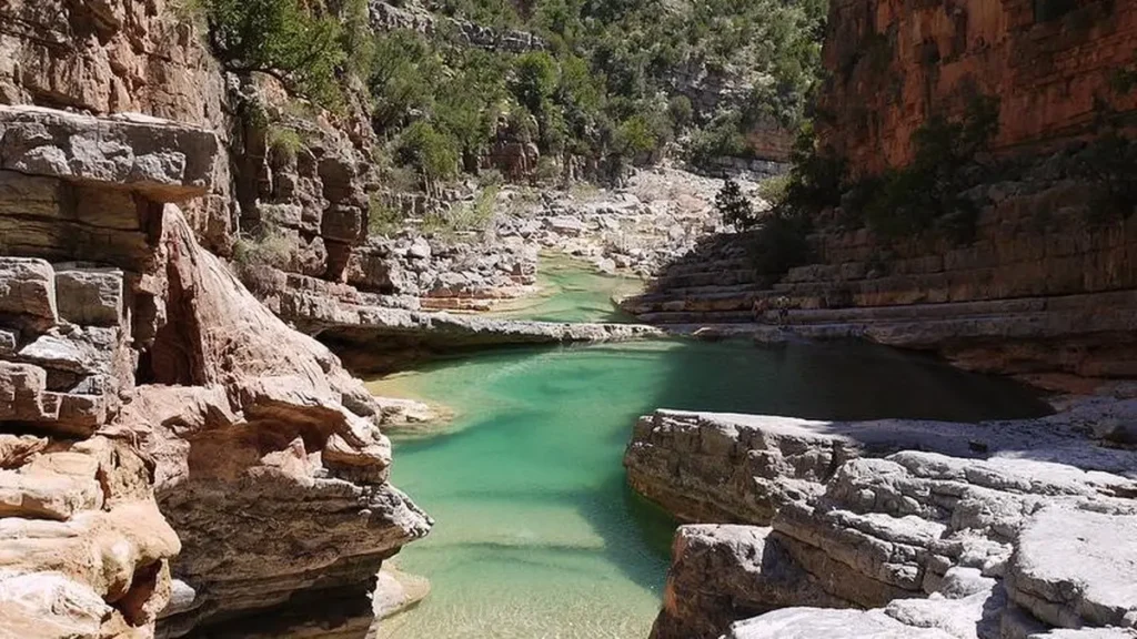 Paradise Valley near Agadir Morocco with natural pools and rocky canyon
